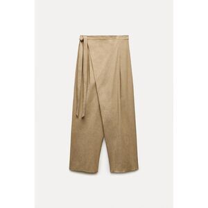 Brown Zara Pareo Wrap Front Tie Waist Wide Leg Pants (NWT)